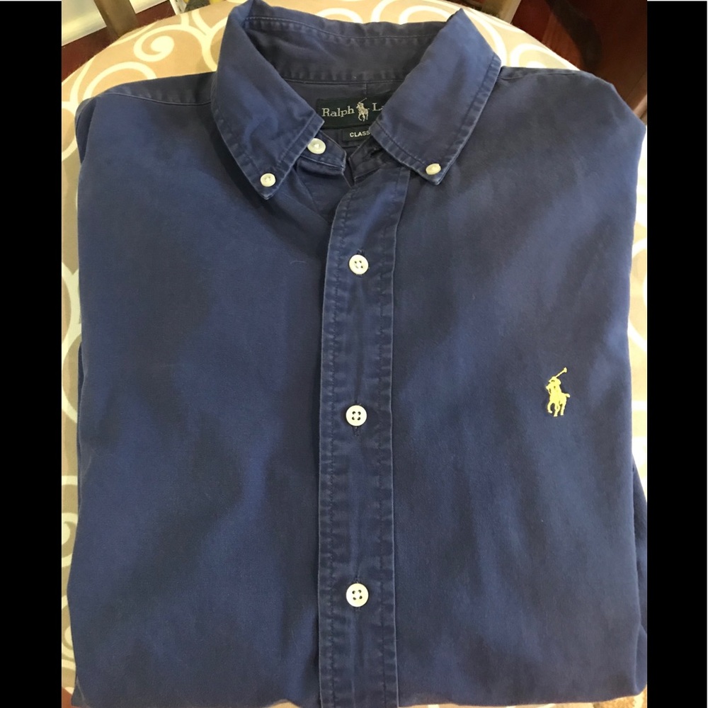 RALPH LAUREN classic button down blue shirt
